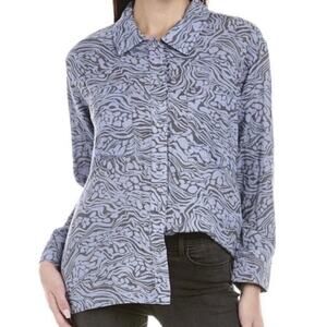 Calme /Johnny Was Double Pocket Long Sleeve Shacket Oversized Blue Gray Size XS